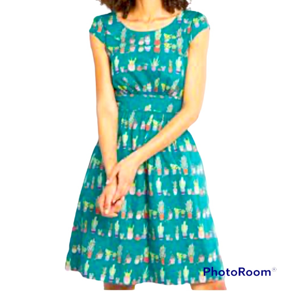 ModCloth x Emilyandfin Novelty Midi Dress Succulents Green XL